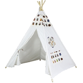 kids playing folding Teepee Indian Tents with Owl pattern